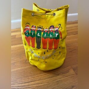 Oilily Drawstring Swimming Team Vintage Yellow Kids Swim Tote Rare Collectible